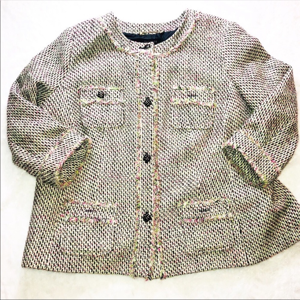 Talbots tweed button up blazer